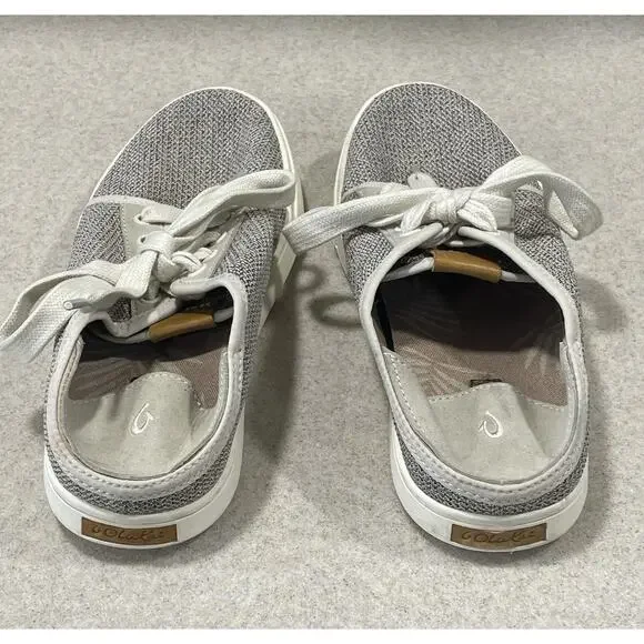 OluKai Women's Pehuea Li Shoe Size 7 Lace Up Sneaker Convertible Gray Tapa Mesh - Picture 8 of 11